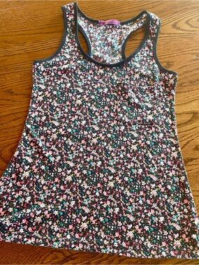 julie's closet Black Floral Racerback Tank Top